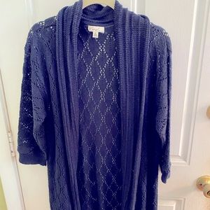 Kim Rogers Long Sleeve Open Front Cardigan - Navy